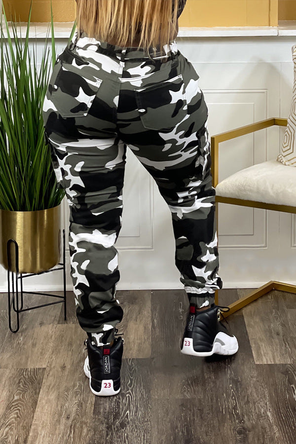 LADIES CAMO PANTS        ORANGE / GREEN / BLACK        (SIZE  S - 3XL)