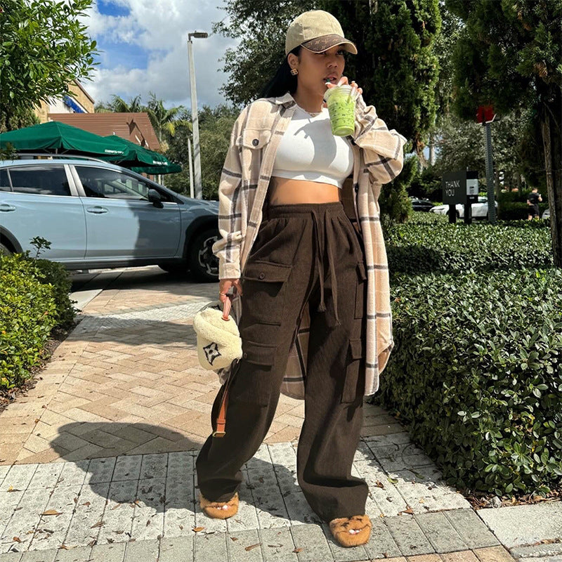 LADIES CARGO PANTS        BROWN / PINK / BLACK / WHITE        (SIZE  S - L)