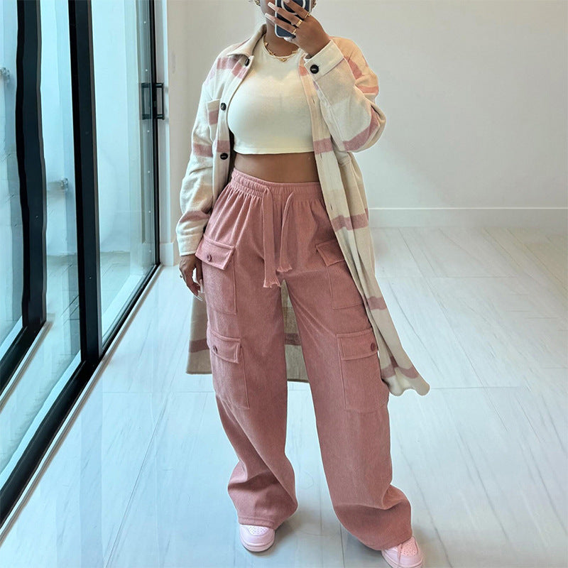 LADIES CARGO PANTS        BROWN / PINK / BLACK / WHITE        (SIZE  S - L)