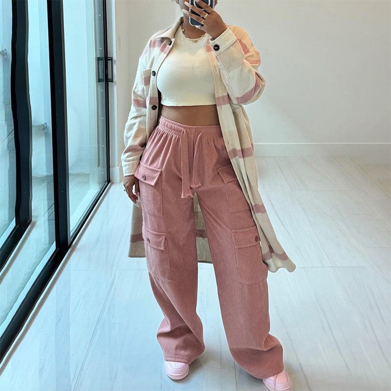 LADIES CARGO PANTS        BROWN / PINK / BLACK / WHITE        (SIZE  S - L)