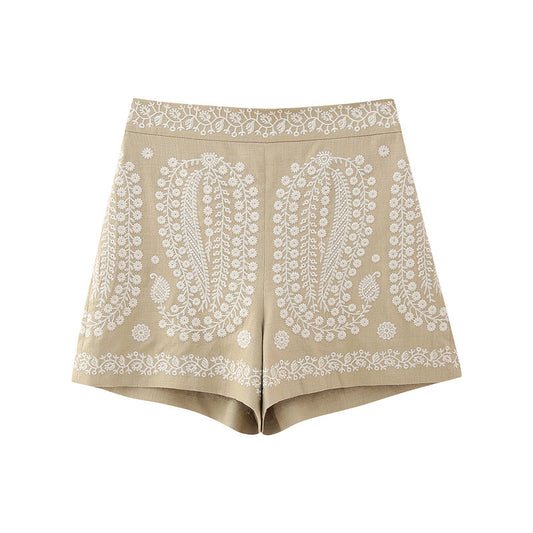 LADIES WIDE LEG SHORTS        KHAKI        (SIZE  XS - L)