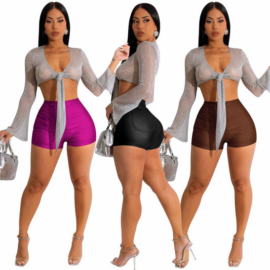 LADIES SHORTS       BLACK / BROWN / BRIGHT PINK        (SIZES:  S - XL)