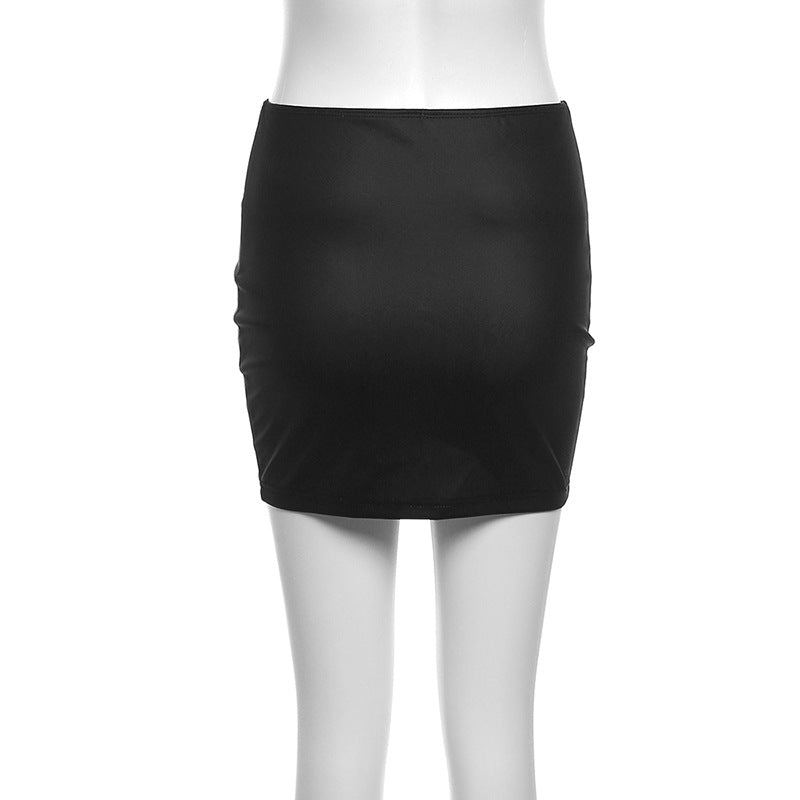 LADIES HIGH WAIST SKIRT        BLACK        (SIZE  S - L)