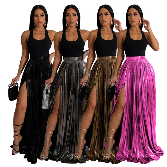 LADIES HIGH WAIST SKIRT        PINK / GOLD / SILVER / BLACK        (SIZE  S - 2XL)