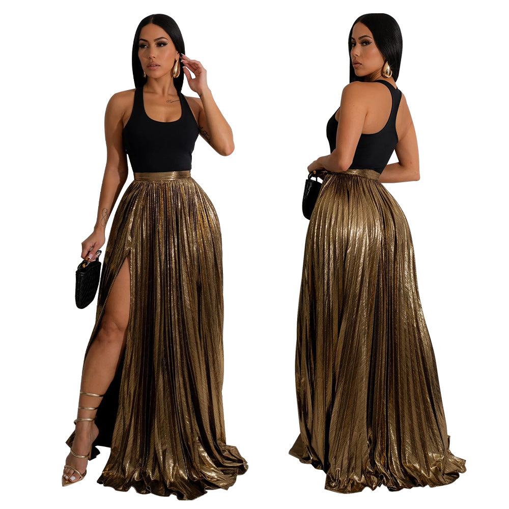 LADIES HIGH WAIST SKIRT        PINK / GOLD / SILVER / BLACK        (SIZE  S - 2XL)