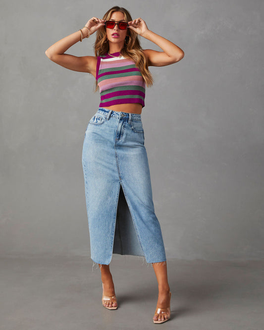 LADIES LIGHT BLUE DENIM SKIRT         LIGHT BLUE DENIM / BLUE DENIM       (SIZE  S - 2XL)
