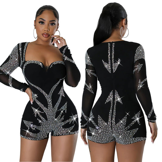 LADIES LONG SLEEVE JUMPSUIT / ROMPER / PLAYSUIT        BLACK / PINK        (SIZE  S - 2XL)