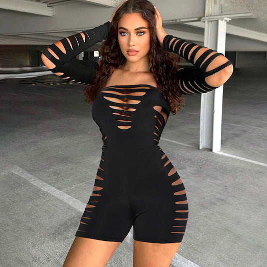 LADIES LONG SLEEVE JUMPSUIT / ROMPER / PLAYSUIT        BLACK / PINK        (SIZE  S - L)