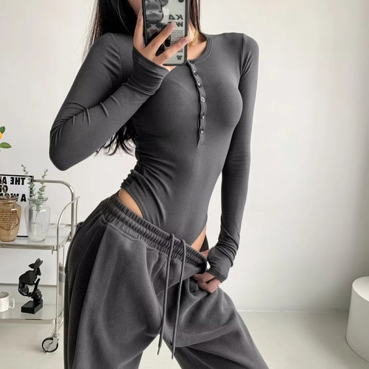 LADIES LONG SLEEVE BODYSUIT         6 COLOURS        (SIZE  S - L)