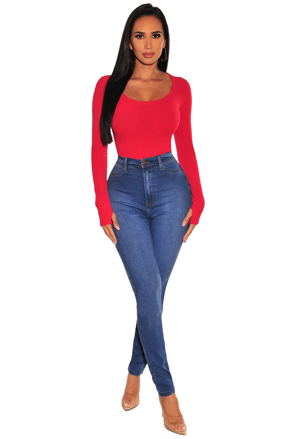 LADIES LONG SLEEVE BODYSUIT         BLACK / RED / KHAKI         (SIZE  S - 2XL)