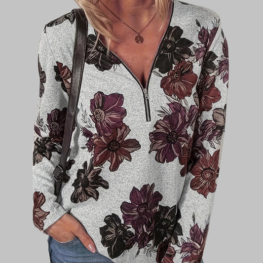 LADIES PLUS SIZE LONG SLEEVE TOP        GRAY        (SIZE  1XL - 5XL)