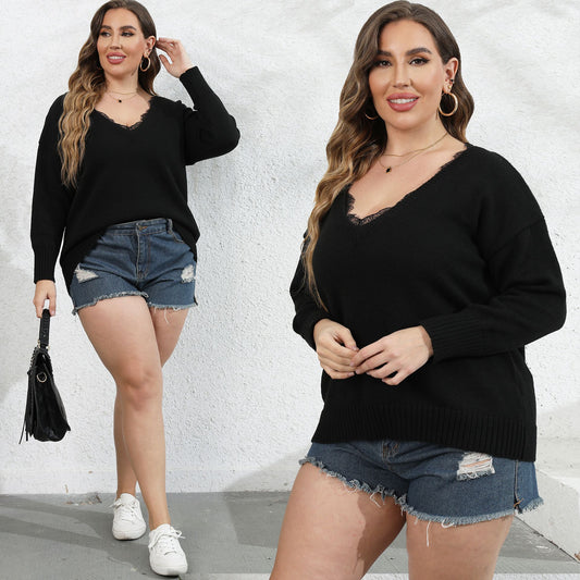 LADIES PLUS SIZE LONG SLEEVE TOP        BLACK        (SIZE  L - 3XL)