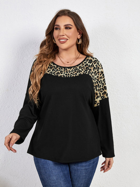 LADIES PLUS SIZE LONG SLEEVE TOP        BLACK        (SIZE  XL - 4XL)