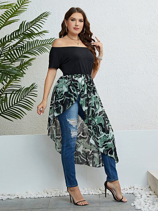 LADIES PLUS SIZE DRESS TOP          BLACK          (SIZE  XL - 4XL)