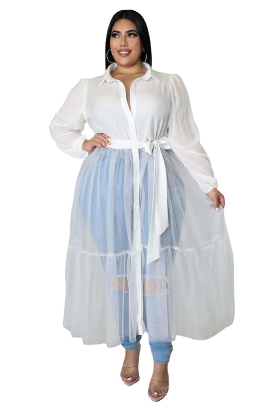 LADIES PLUS SIZE SHIRT        WHITE / PINK / BLACK        (SIZE  XL - 5XL)