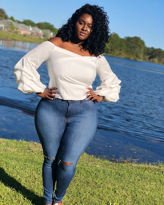 LADIES PLUS SIZE SHIRT        WHITE        (SIZE  L - 4XL)