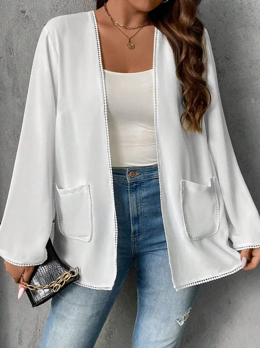 LADIES PLUS SIZE JACKET          WHITE          (SIZE  XL - 4XL)