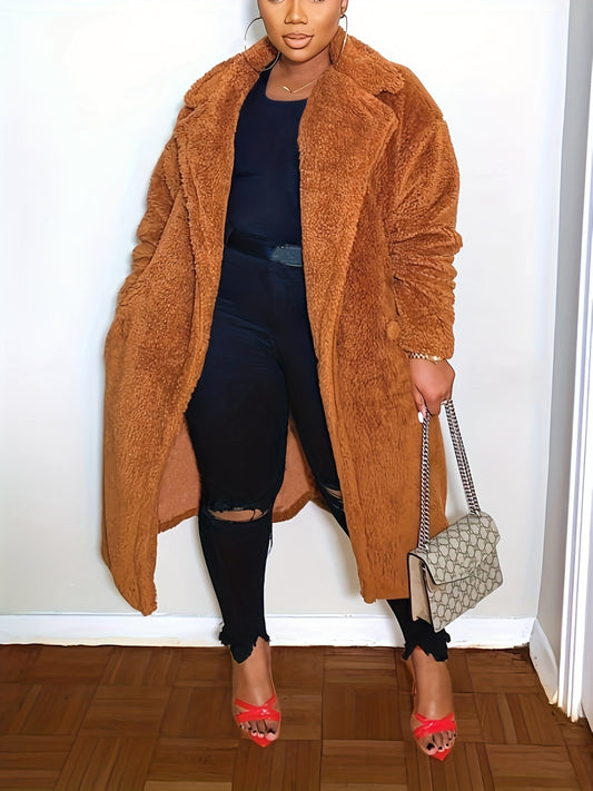 LADIES PLUS SIZE LONG SLEEVE JACKET          DARK BROWN          (SIZE  XL - 5XL)