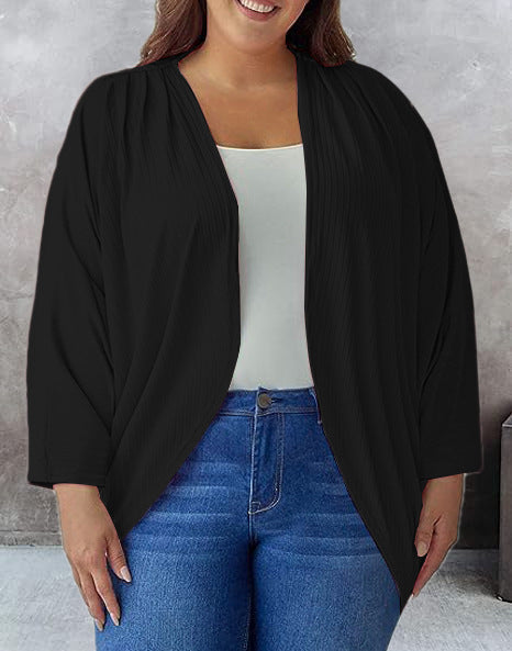 LADIES PLUS SIZE LONG SLEEVE CARDIGAN          BLACK          (SIZE  XL - 4XL)