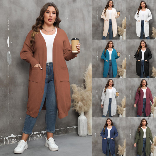 LADIES PLUS SIZE LONG SLEEVE CARDIGAN           9 COLOURS           (SIZE  XL - 4XL)