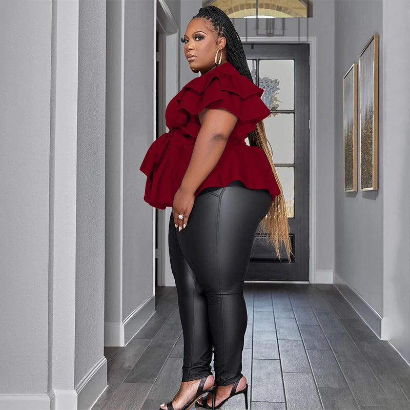 LADIES PLUS SIZE SHIRT BLOUSE          BLACK / WHITE / WINE RED / PINK / BLUE          (SIZE  L - 4XL)