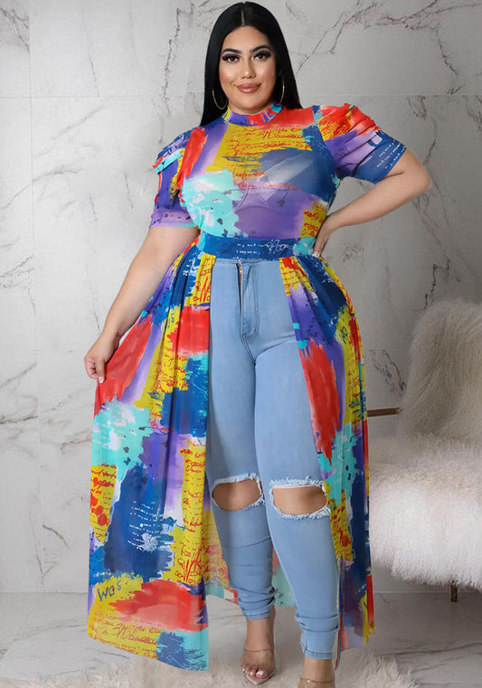 LADIES PLUS SIZE LONG BLOUSE          MULTICOLOUR           (SIZE  XL - 5XL)