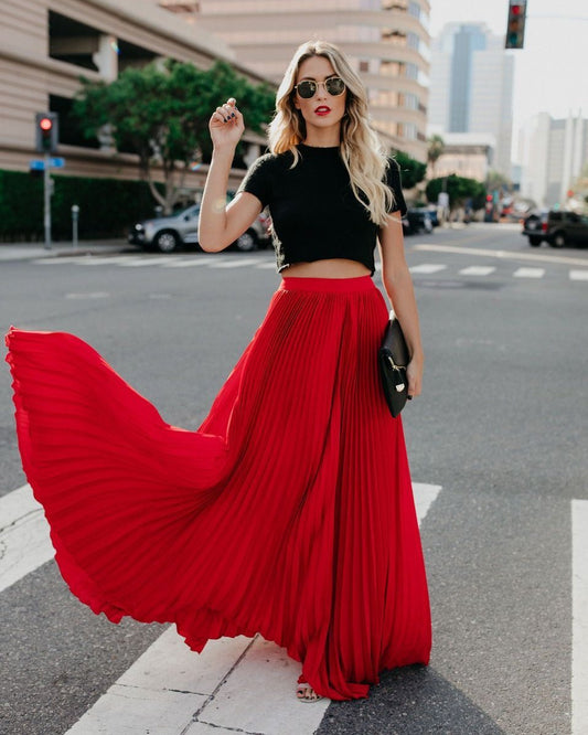 LADIES PLUS SIZE HIGH WAIST SKIRT           RED / BLACK /NUDE-PINK / GREEN / WINE RED           (SIZE  S - 2XL)