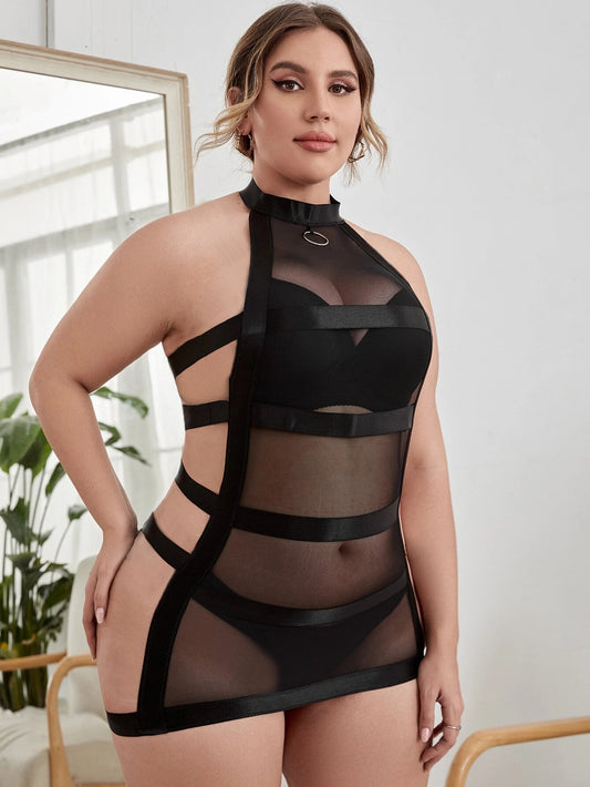 LADIES PLUS SIZE INTIMATE LINGERIE SLEEPWEAR DRESS           BLACK            (SIZE  XL - 4XL)