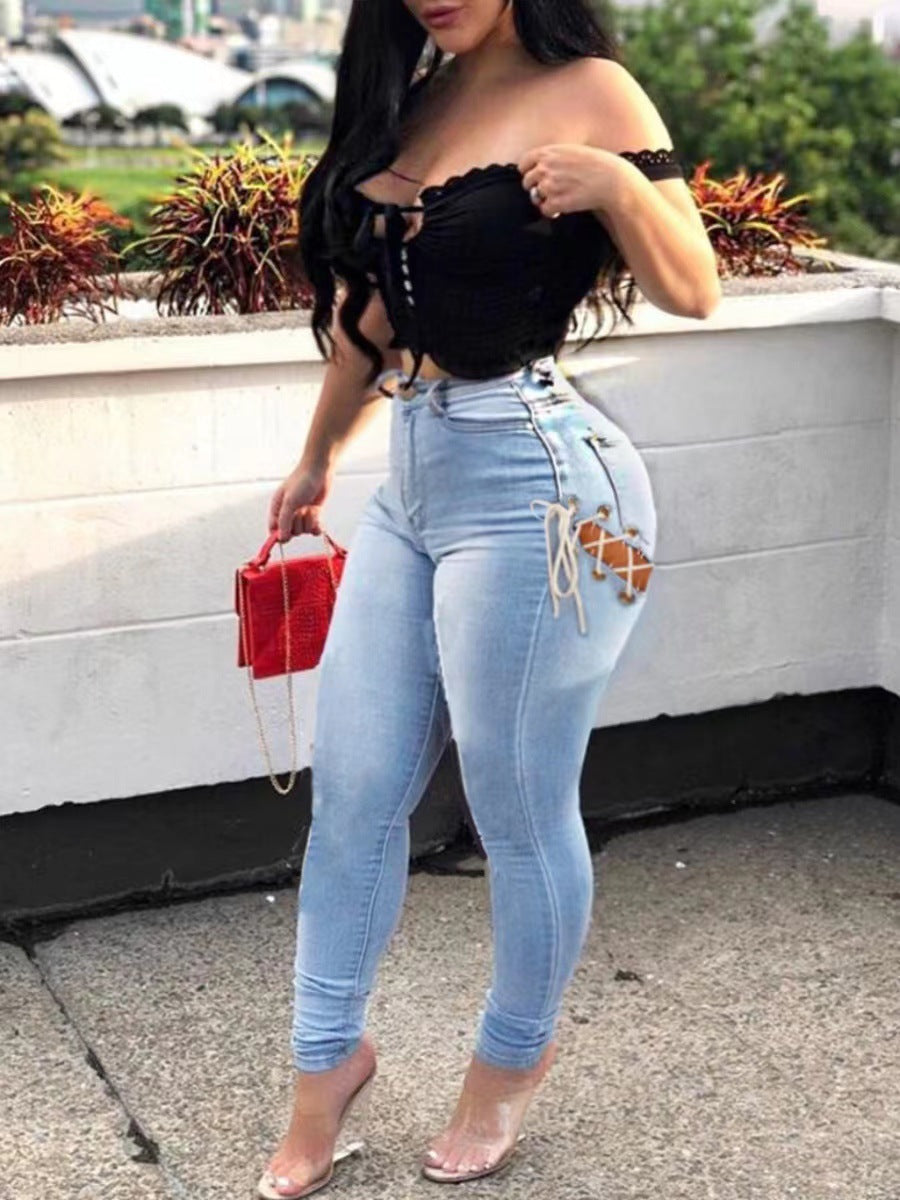 LADIES PLUS SIZE DENIM JEANS          LIGHT BLUE DENIM           (SIZE  XL - 5XL)