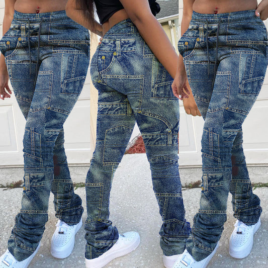 LADIES PLUS SIZE PANTS            BLUE              (SIZE  XL - 5XL)