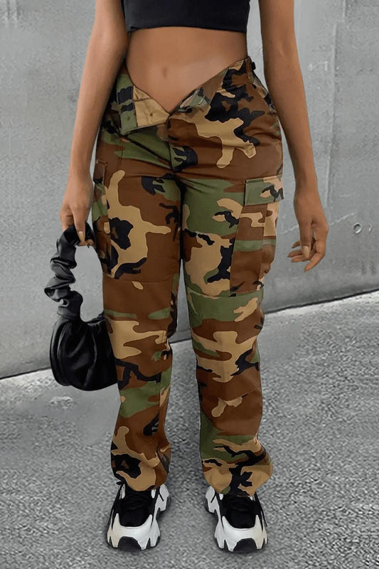 LADIES PLUS SIZE PANTS             BROWN CAMO / GREEN CAMO           (SIZE  XL - 5XL)