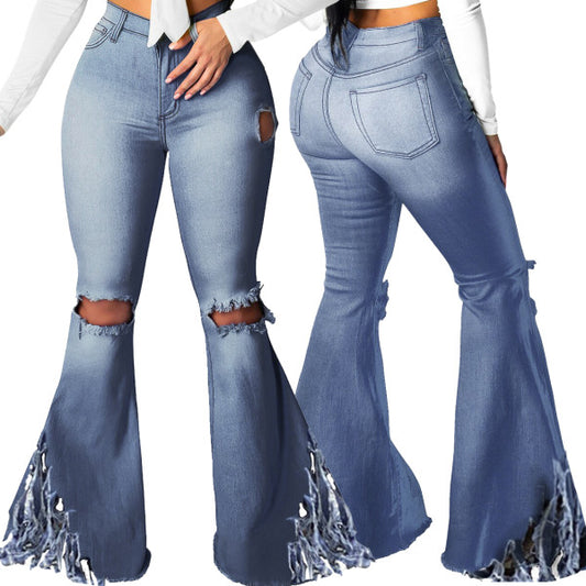 LADIES PLUS SIZE HIGH WAIST JEANS             BLUE DENIM             (SIZE  S - 3XL)
