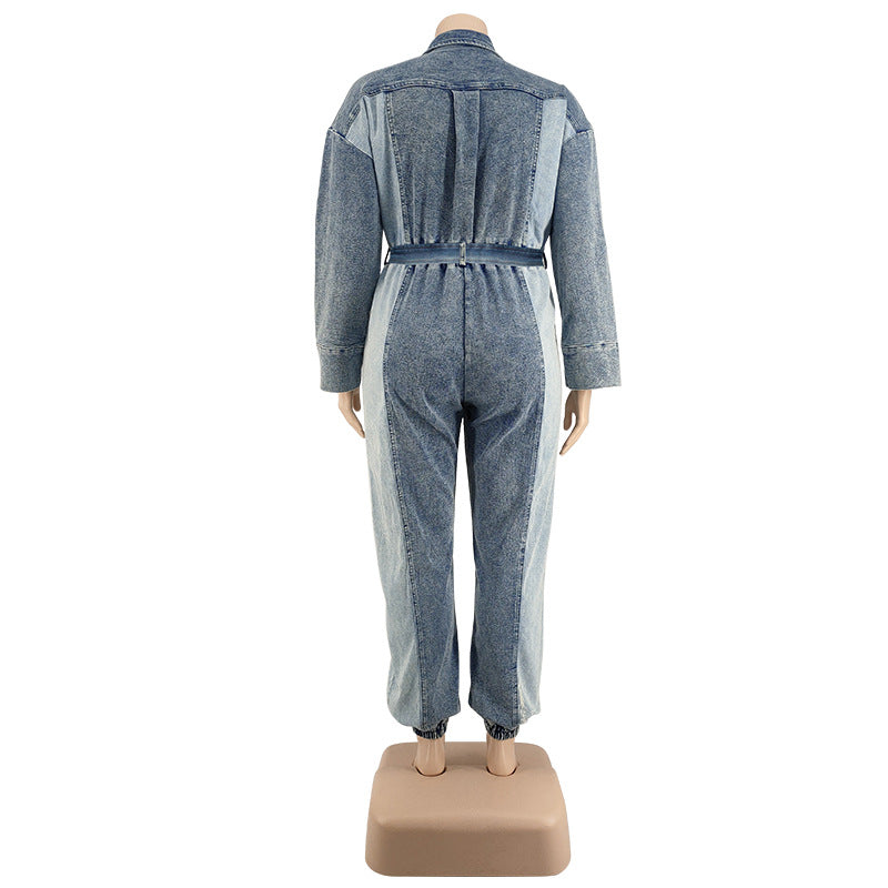 LADIES PLUS SIZE DENIM JUMPSUIT             LIGHT BLUE DENIM             (SIZE  XL - 5XL)