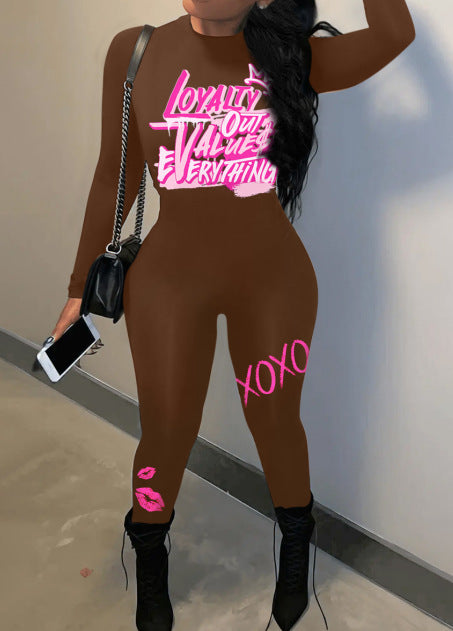 LADIES PLUS SIZE ONE PIECE JUMPSUIT             BLACK / BROWN             (SIZE  L - 3XL)