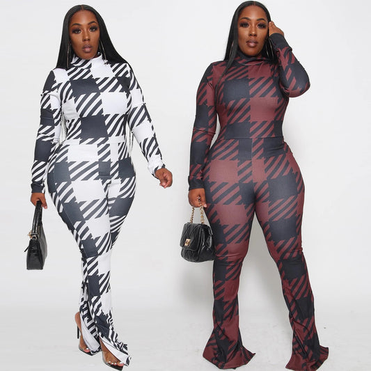 LADIES PLUS SIZE JUMPSUIT             WHITE  / WINE RED           (SIZE  XL - 5XL)