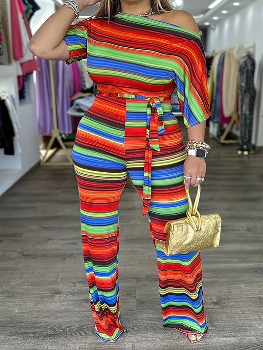LADIES PLUS SIZE JUMPSUIT          MULTI COLOUR          (SIZE  L - 3XL)