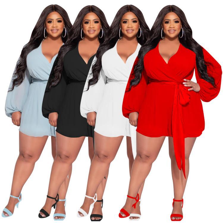 LADIES PLUS SIZE JUMPSUIT / ROMPER            WHITE / RED / BLACK / LIGHT BLUE             (SIZE  XL - 5XL)