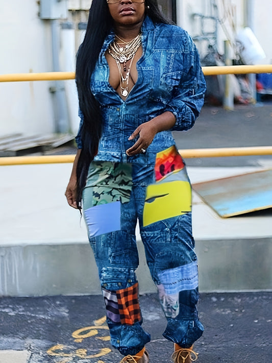 PLUS SIZE JUMPSUIT            BLUE            (SIZE  XL - 5XL)