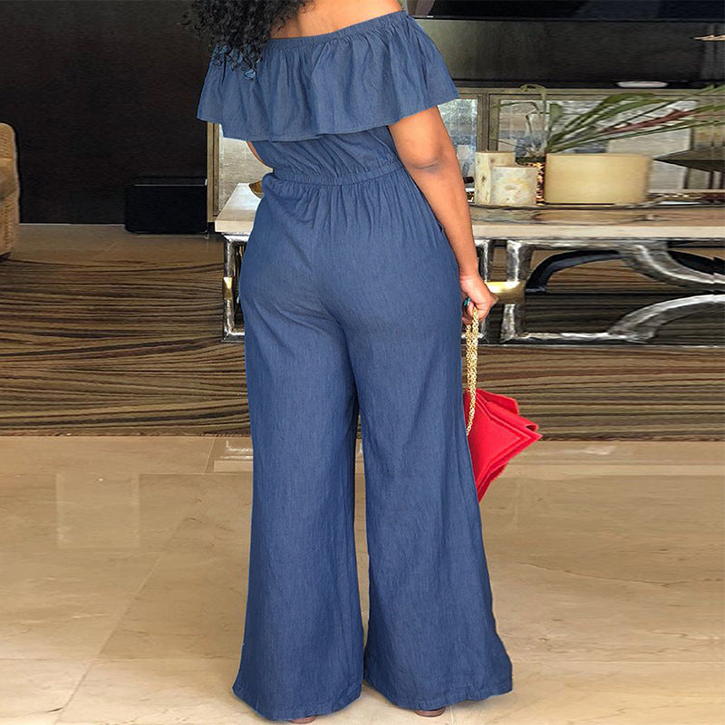 LADIES PLUS SIZE OFF THE SHOULDER JUMPSUIT          5 COLOURS           (SIZE  XL - 5XL)