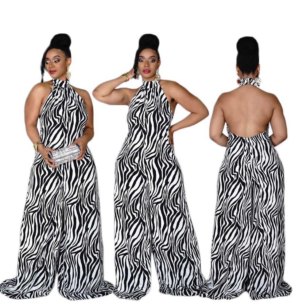 LADIES PLUS SIZE JUMPSUIT            ZEBRA PRINT            (SIZE  XL - 5XL)