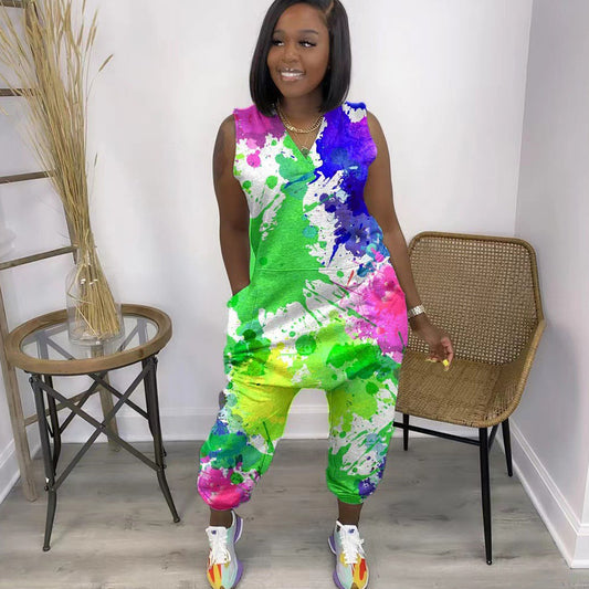 LADIES PLUS SIZE JUMPSUIT            GREEN             (SIZE  L - 5XL)
