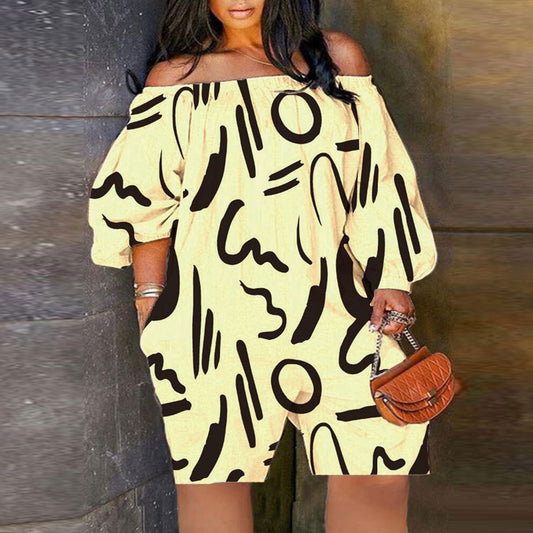 LADIES PLUS SIZE JUMPSUIT PLAYSUIT / ROMPER          YELLOW-BEIGE          (SIZE  L - 3XL)