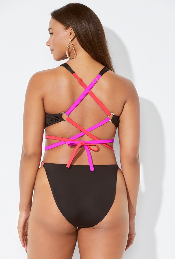 LADIES PLUS SIZE ONE PIECE SWIMSUIT           BLACK            (SIZE  XL - 4XL)