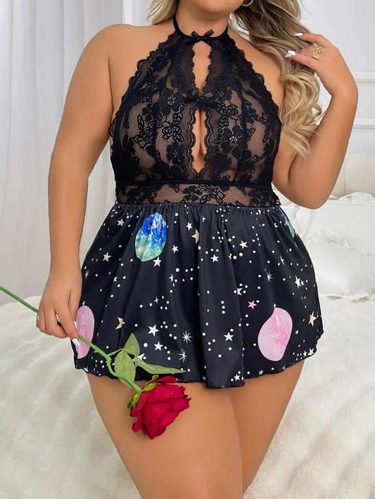 LADIES PLUS SIZE LINGERIE DRESS           BLACK            (SIZE  XL - 4XL)