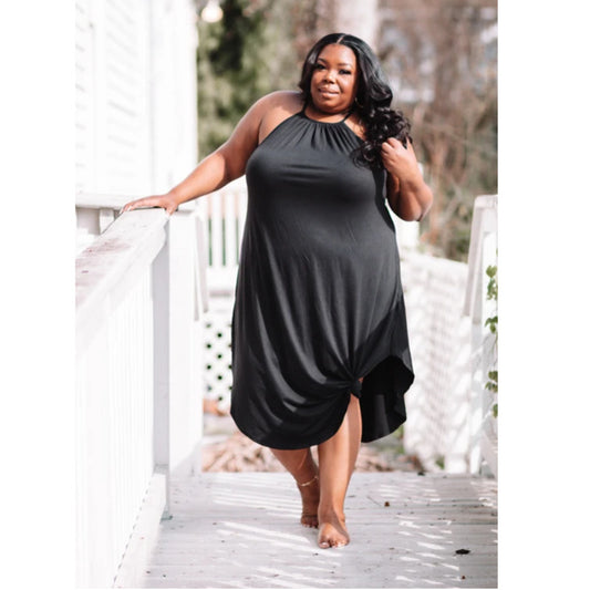 LADIES PLUS SIZE DRESS             BLACK / WHITE           (SIZE  XL - 5XL)
