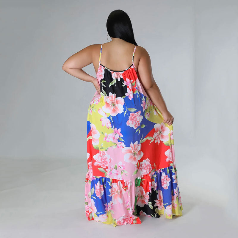 LADIES PLUS SIZE LONG DRESS          RED / PINK / GREEN / BLACK           (SIZE  XL - 5XL)