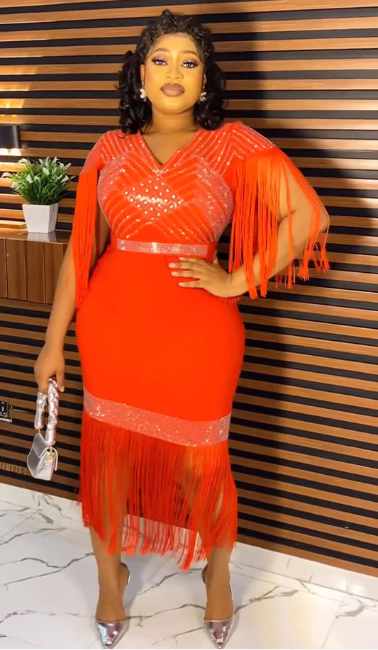 LADIES PLUS SIZE PARTY DRESS            BLACK / PINK / WHITE / ORANGE-RED / BLUE            (SIZE  L - 3XL)