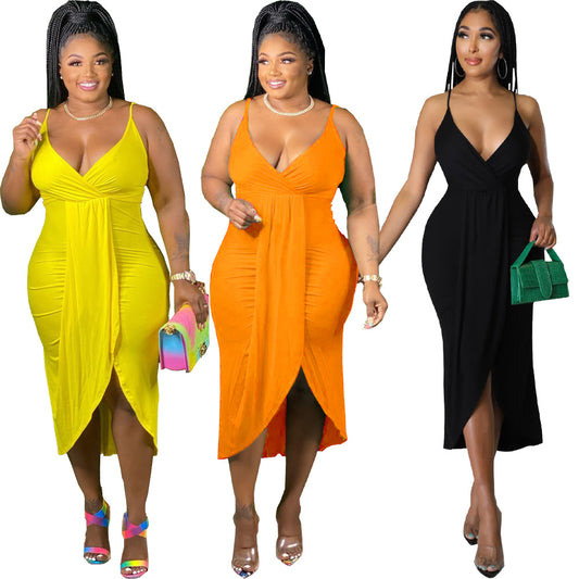 LADIES PLUS SIZE DRESS             YELLOW / ORANGE / BLACK               (SIZE  S - 5XL)