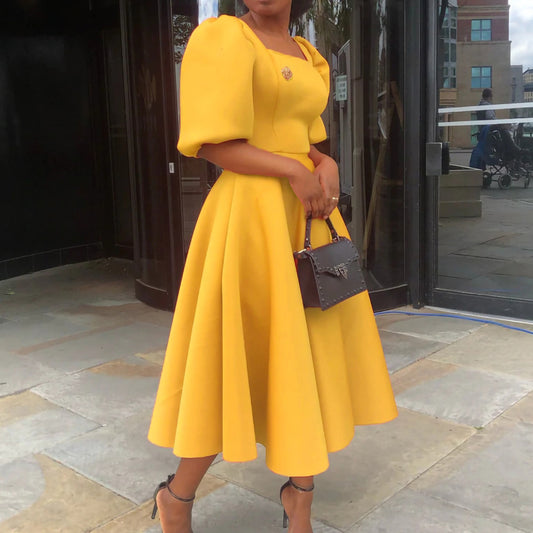 LADIES PLUS SIZE PARTY / EVENING DRESS            YELLOW / ORANGE / LIGHT BLUE           (SIZE  S - 3XL)