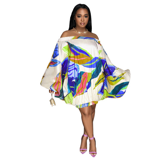 LADIES PLUS SIZE OFF THE SHOULDER DRESS          BLUE / TURQUOISE / PURPLE / WINE RED / PINK           (SIZE  S - 5XL)